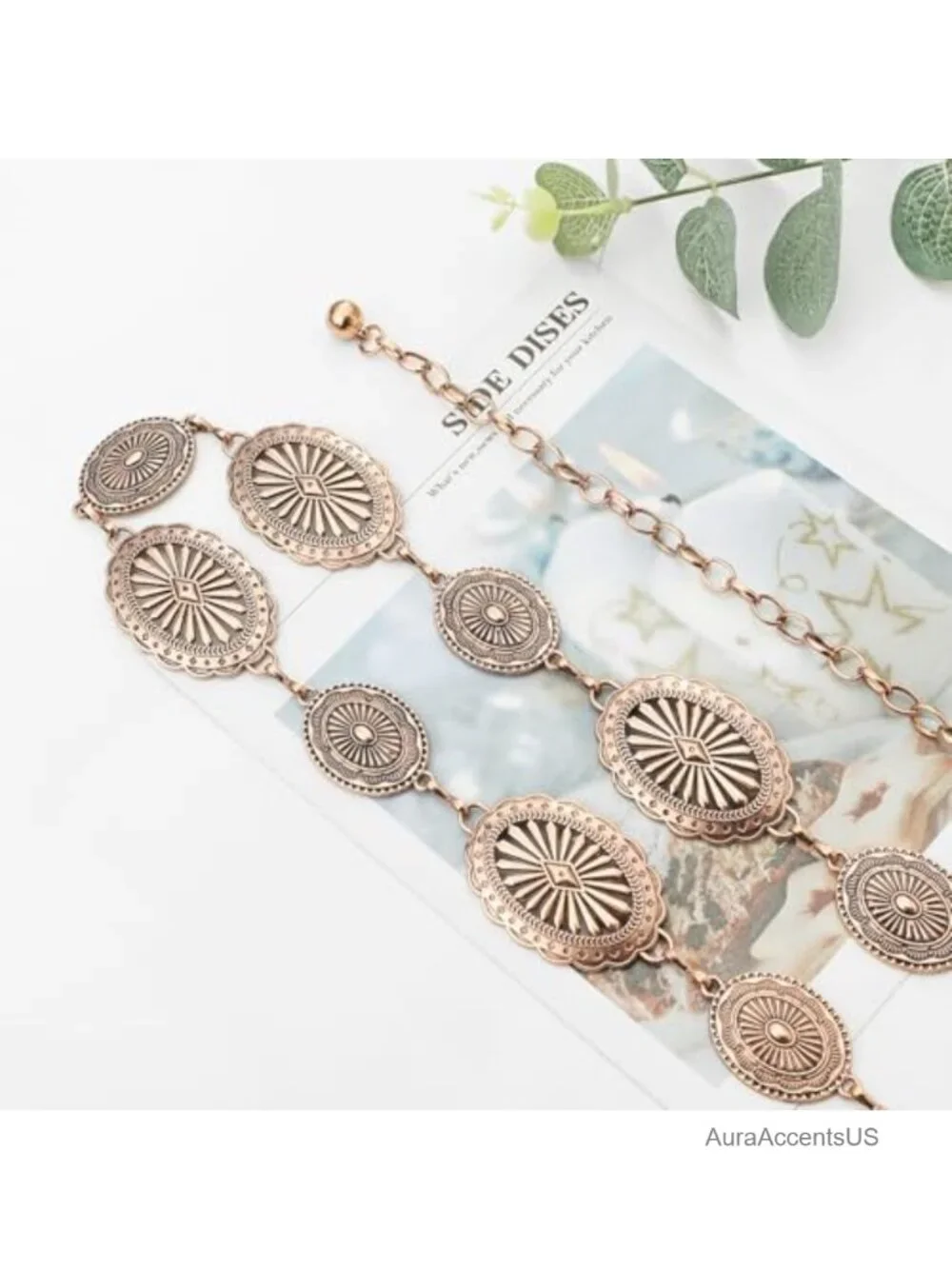Western Chain Metal Belt for Women Waist Belts Cowgirl Link for Jeans Dresses